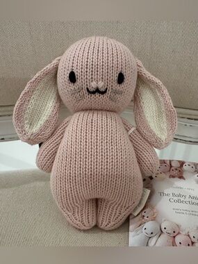 NWT Cuddle + Kind Knit Baby Bunny (Rose) Hand-Knit Doll